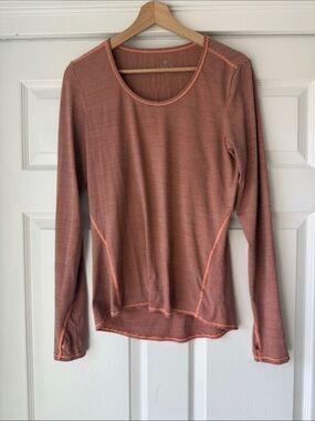 Athleta Women’s Long Sleeve Striped Crewneck Top - Rust Orange